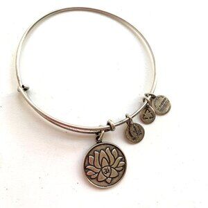 Alex and Ani Lotus Charm Bracelet - Silver Finish Expands 2"- 3.5"